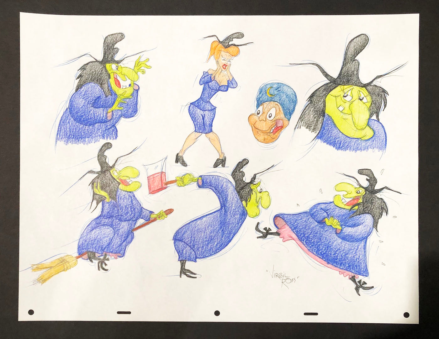 Warner Brothers Virgil Ross Animation Drawing of Witch Hazel